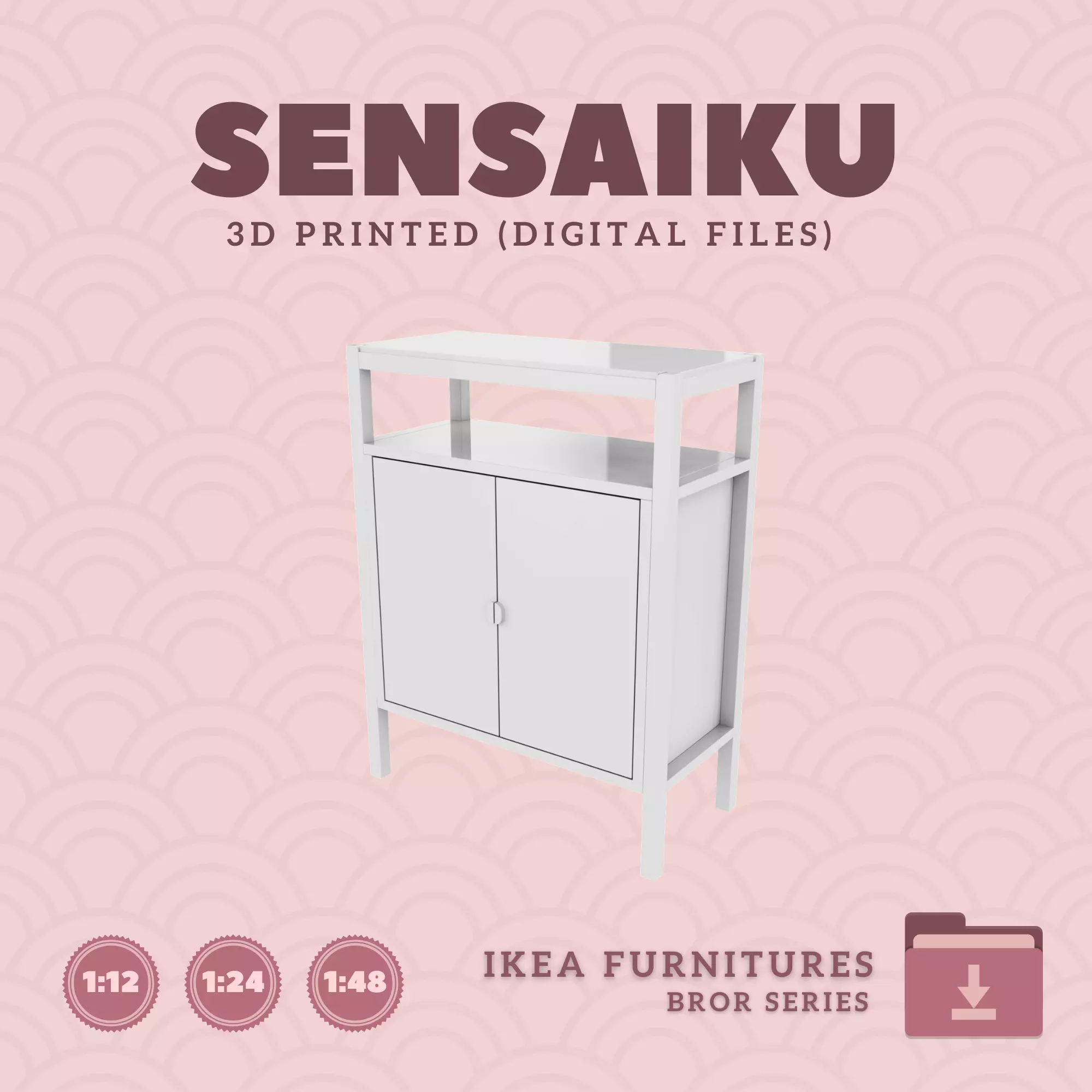7 BROR Shelf with Cabinet for Dollhouse - IKEA - 3D Print 3D print model