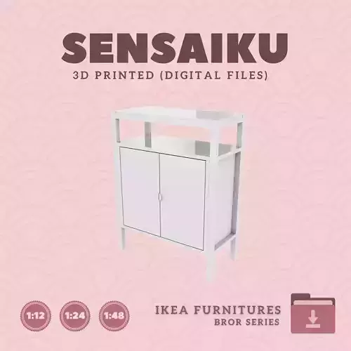 7 BROR Shelf with Cabinet for Dollhouse - IKEA - 3D Print 3D print model