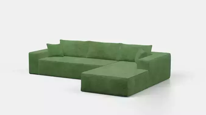 3 Seater Green Velvet Sofa 3D model