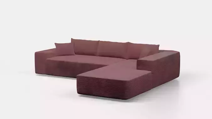 Sofa 3d model With brown velvet texture