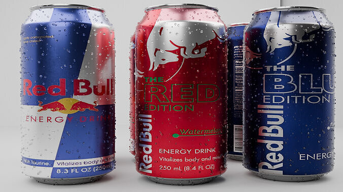 Redbull tin  Low-poly 3D model