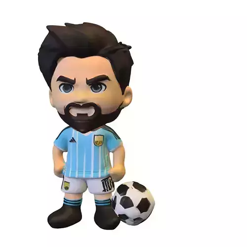 Stylized Bearded Soccer Player Low-poly 3D model