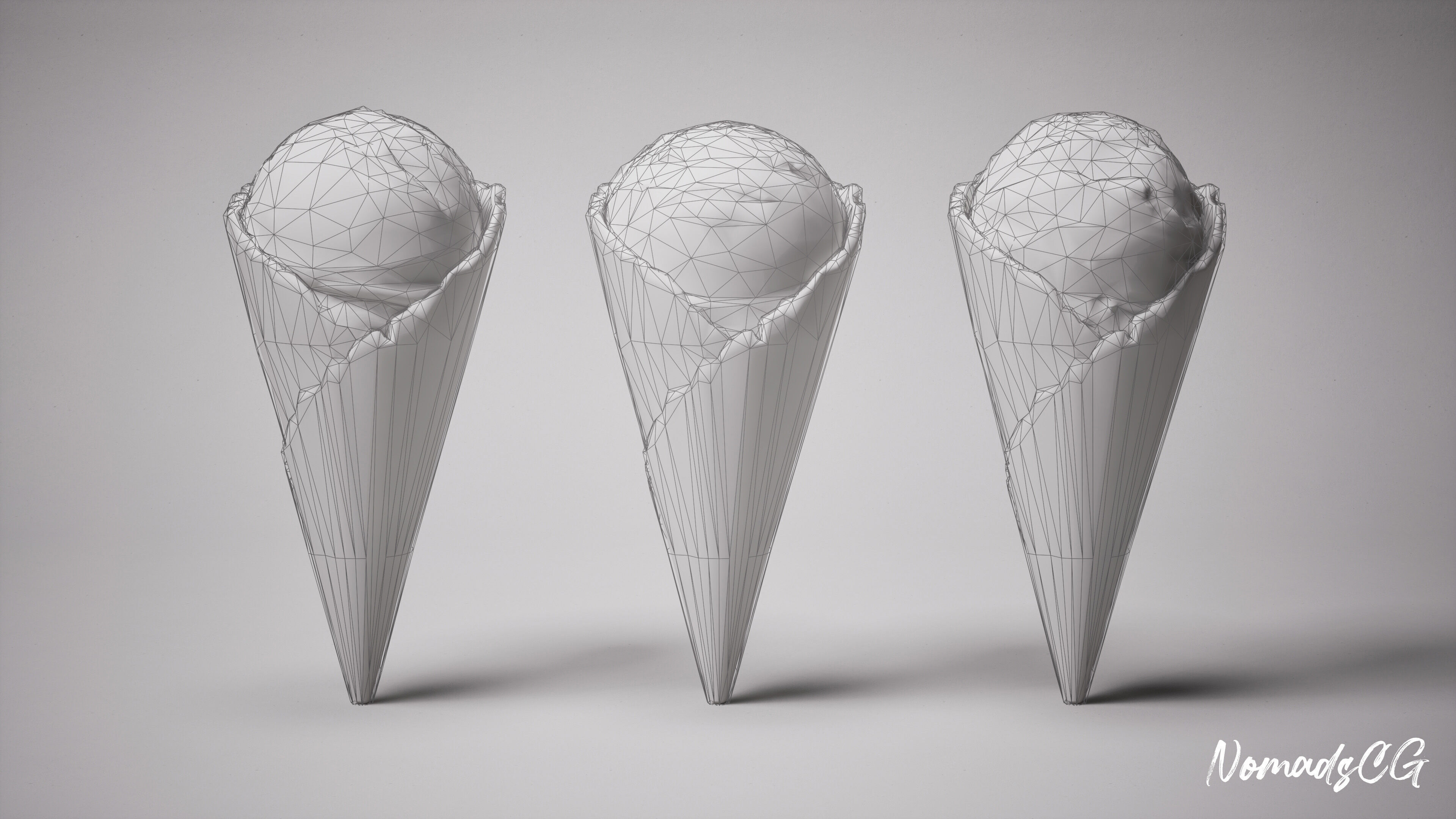 Ice Cream Cone Low-poly 3D model_2