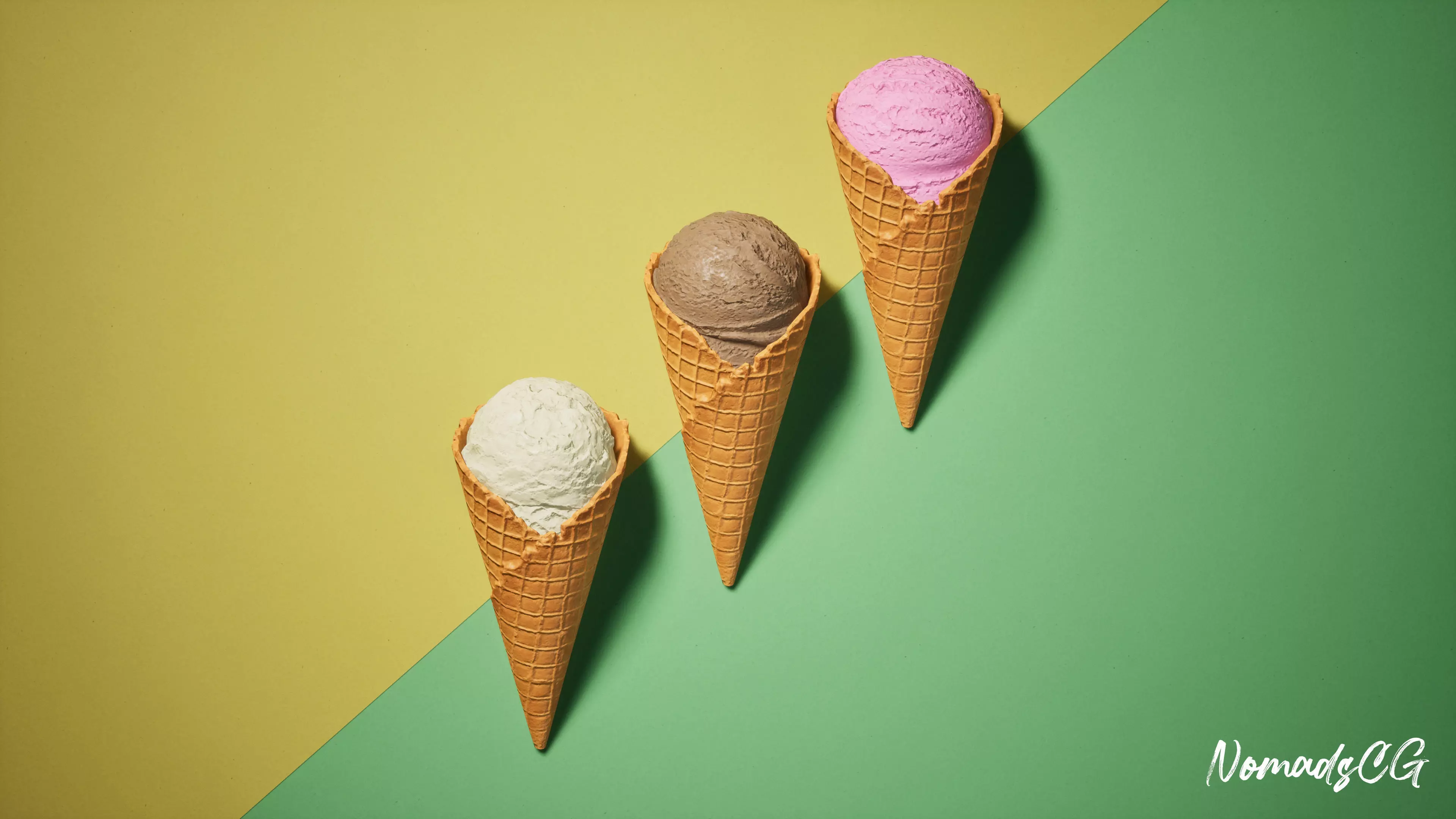 Ice Cream Cone Low-poly 3D model_0