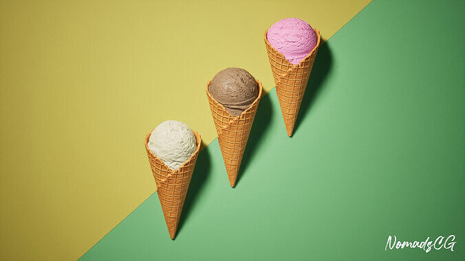 Ice Cream Cone Low-poly 3D model