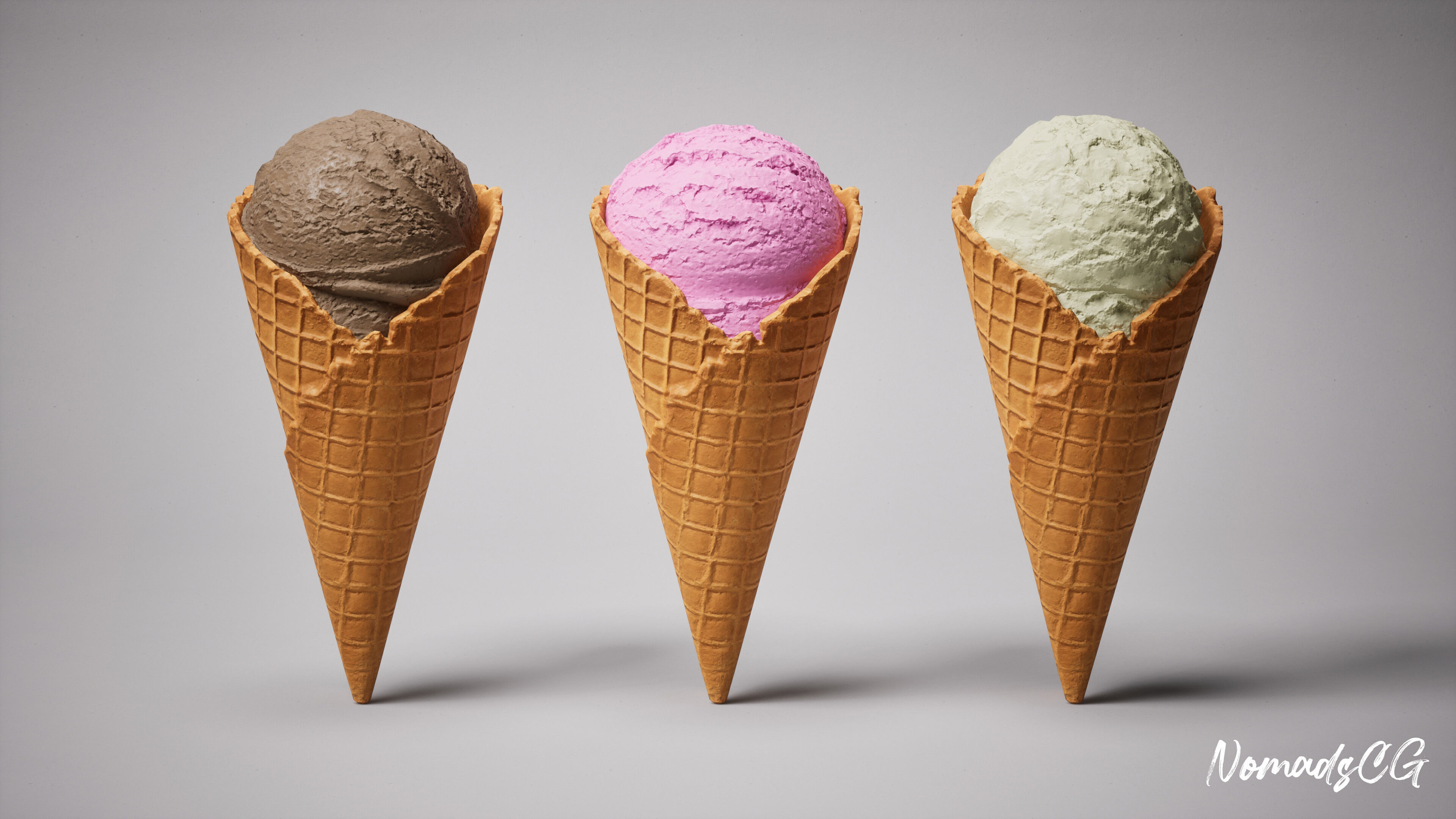 Ice Cream Cone Low-poly 3D model_1