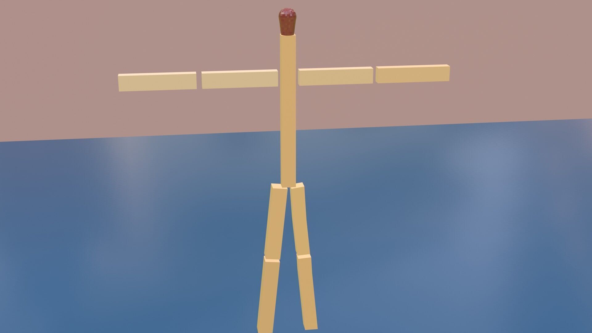 Minimal Matchstick Character - Low Poly Design Low-poly 3D model_1