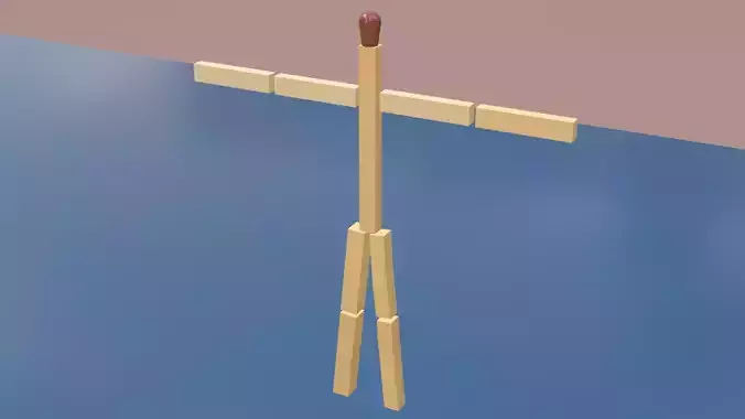 Minimal Matchstick Character - Low Poly Design