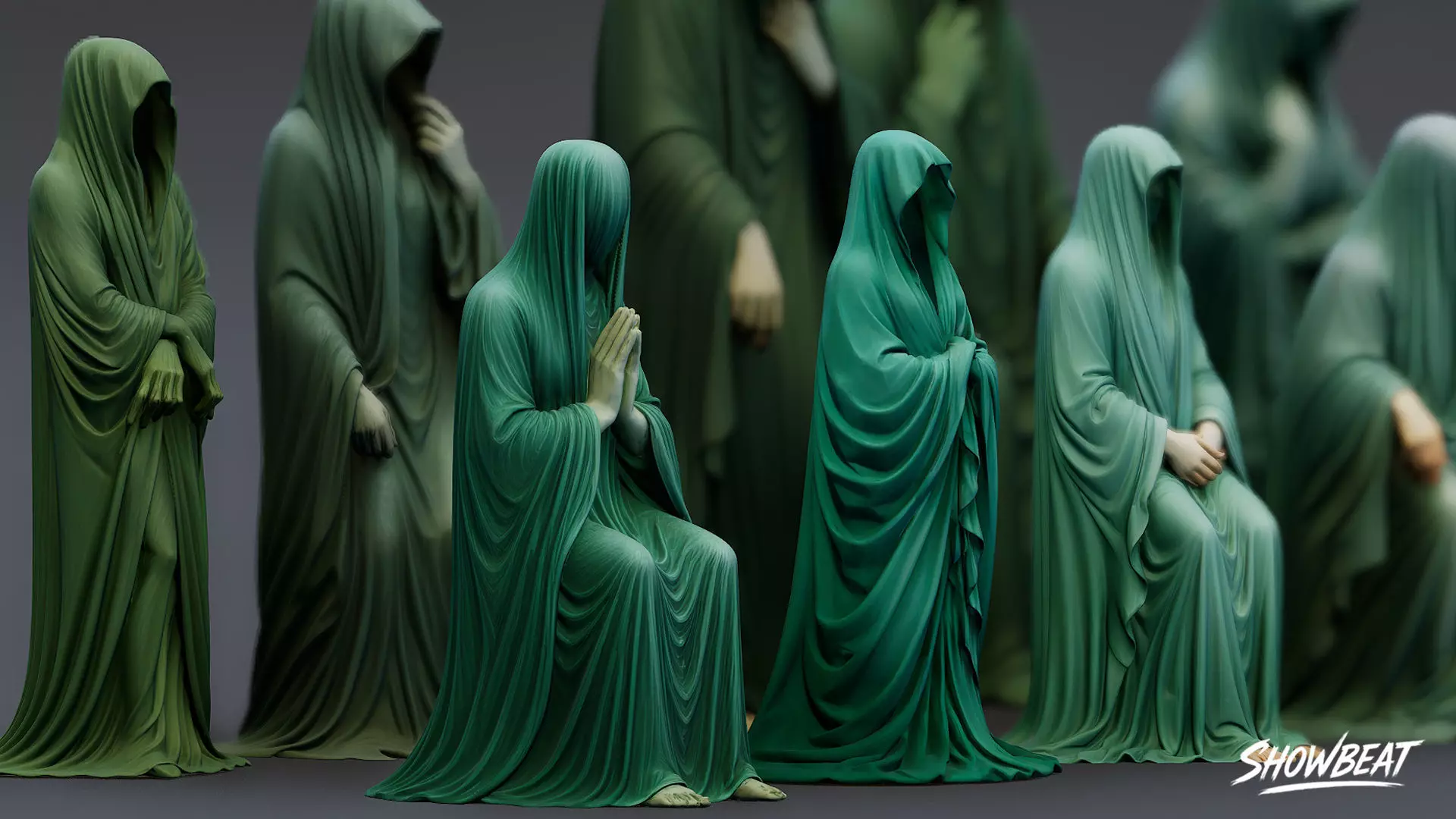 Ghost Statue Pack Low-poly 3D model_2