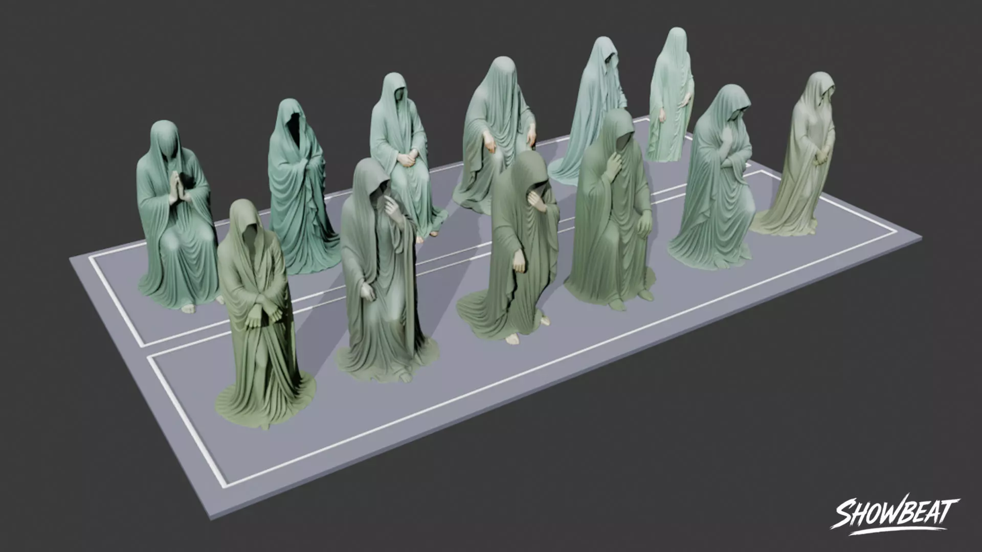 Ghost Statue Pack Low-poly 3D model_16