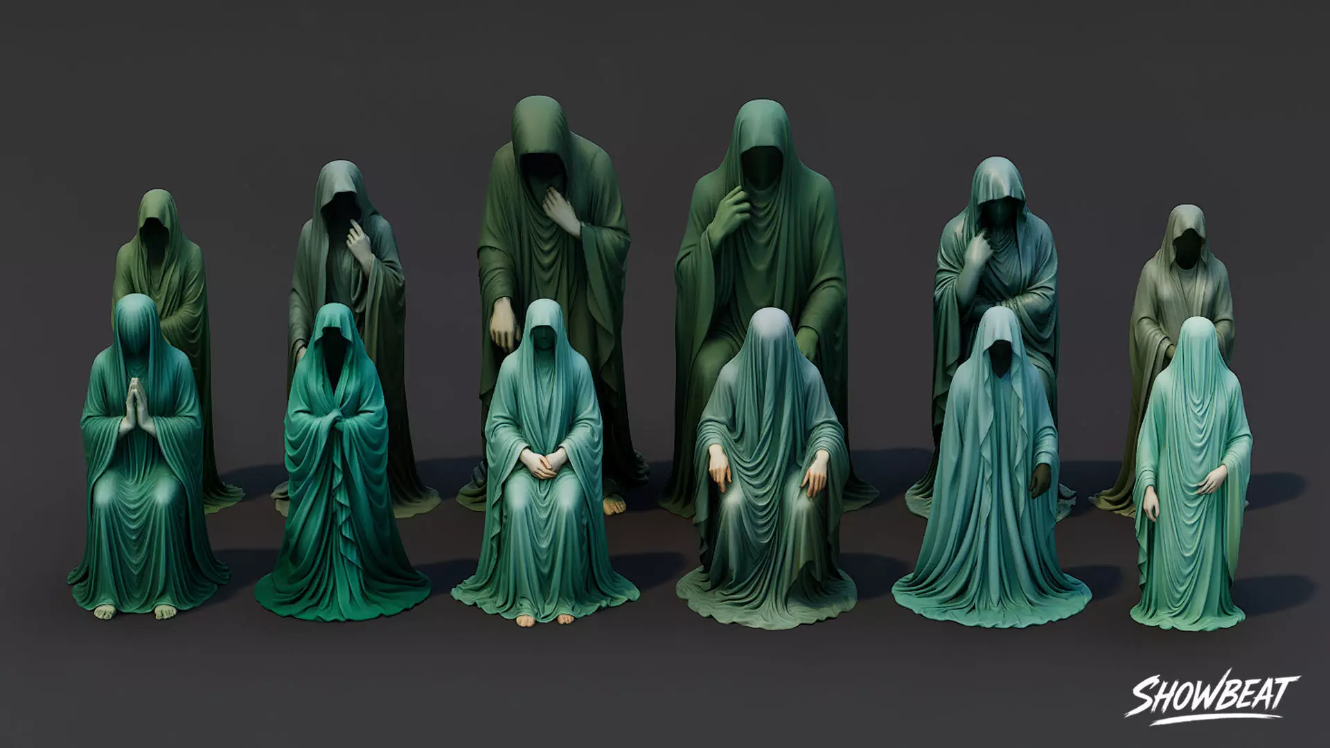 Ghost Statue Pack Low-poly 3D model_1