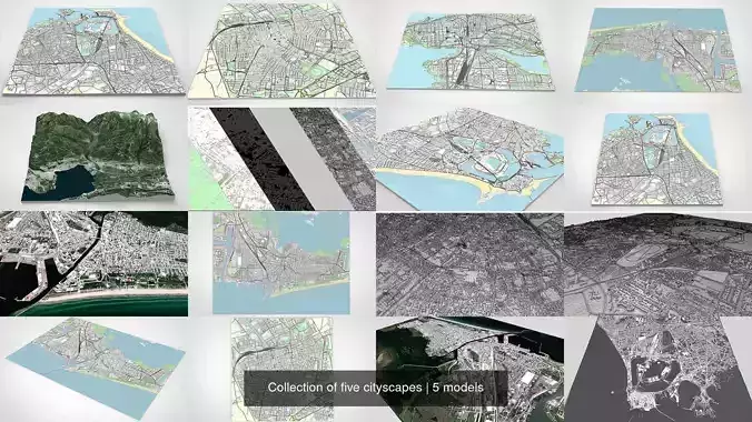 Collection of five cityscapes 