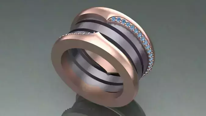 mirror cresent 3parts ring