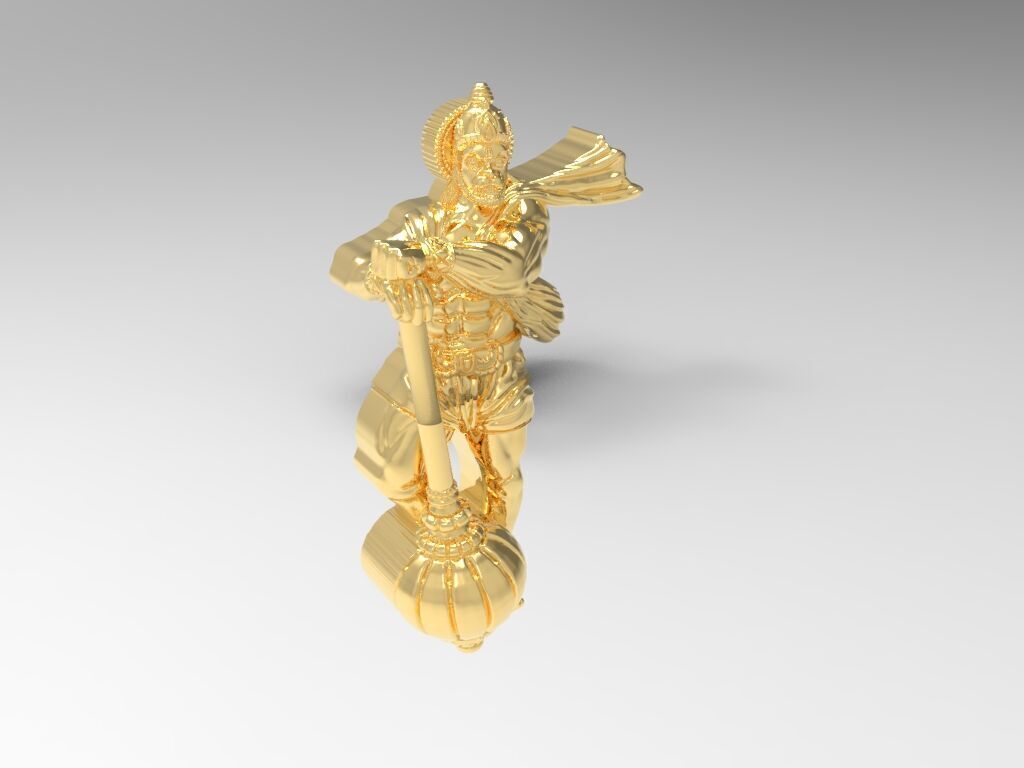 Hanuman Gold Pendent 3D print model_1