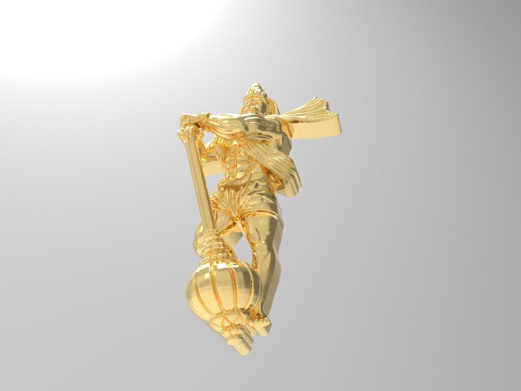 Hanuman Gold Pendent 3D print model_4
