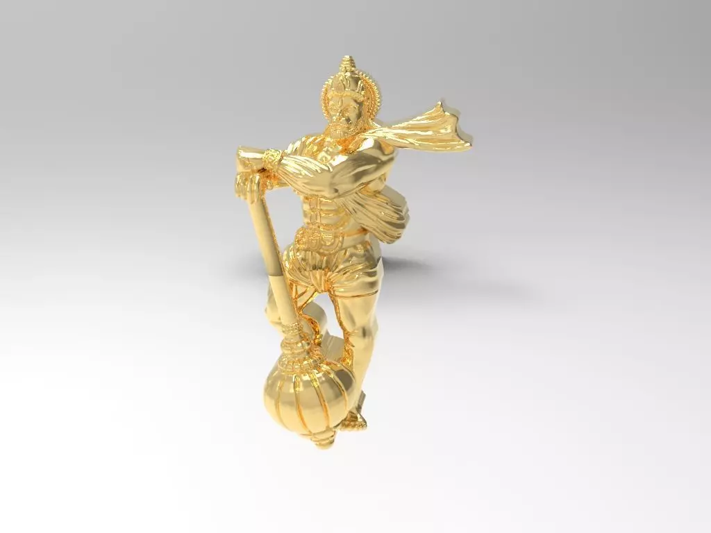Hanuman Gold Pendent 3D print model_0