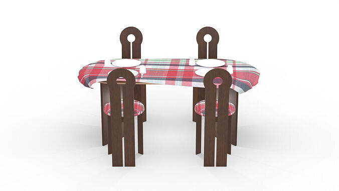 Dining table 3D model Low-poly 3D model