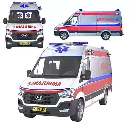 Hyundai Ambulance   Low Poly Game Asset
