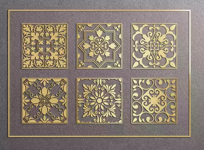 Laser Cut Ornamental Panels Vol1 - Decorative 3D Engraving Tiles