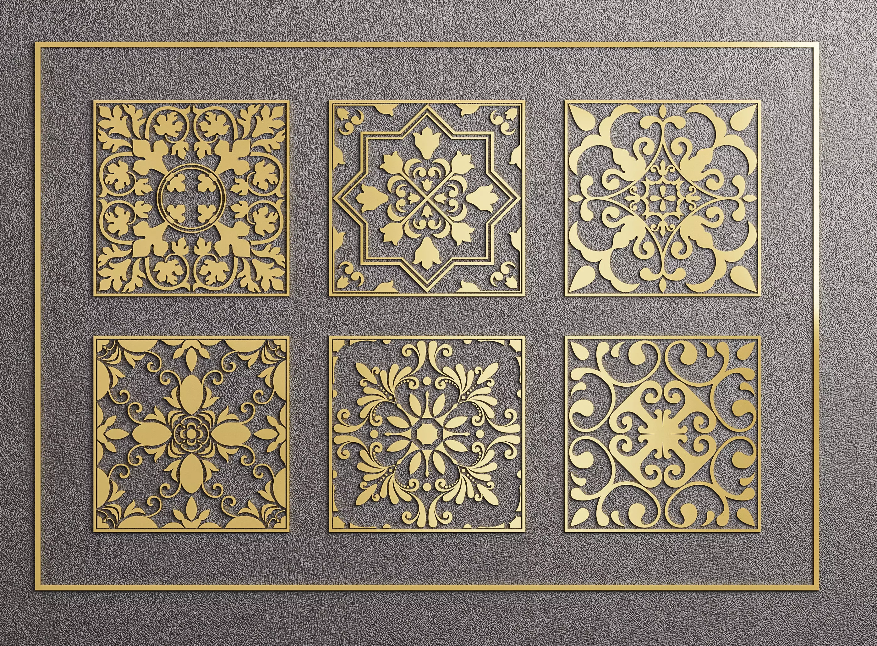 Laser Cut Ornamental Panels Vol1 - Decorative 3D Engraving Tiles 3D model_0