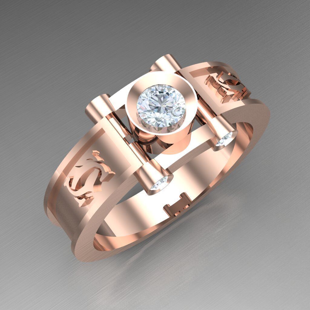Wedding Man Ring 3MR034 3D model_7