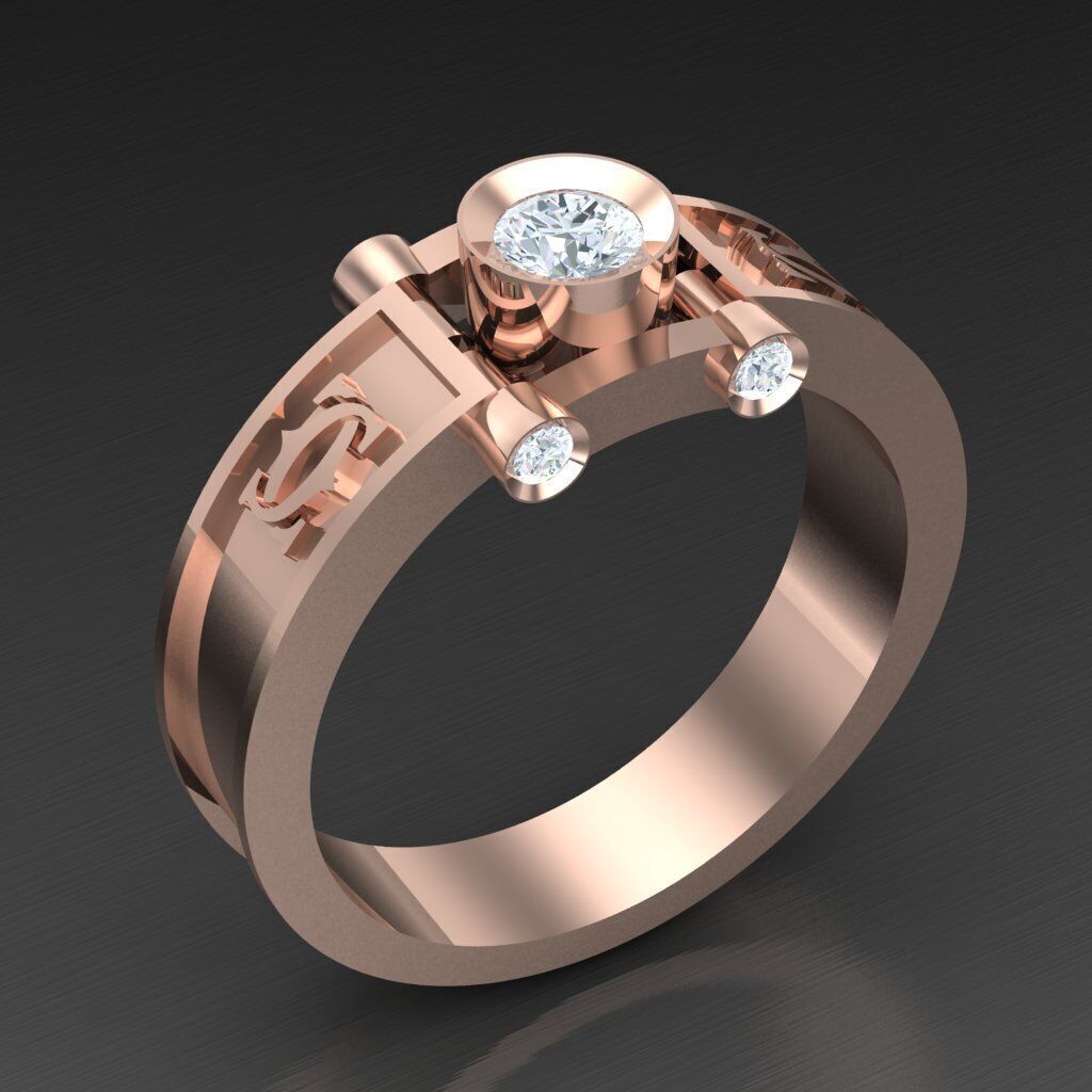 Wedding Man Ring 3MR034 3D model_1