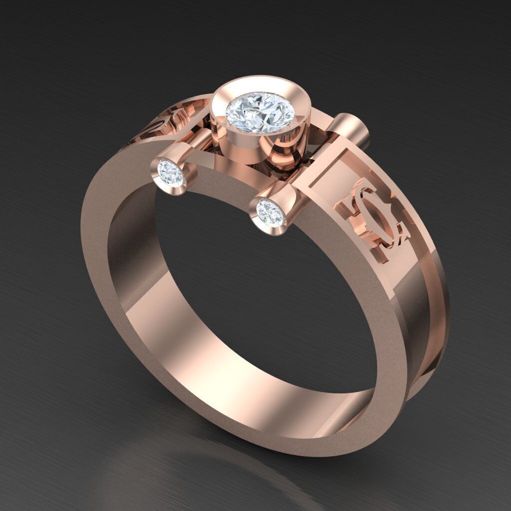 Wedding Man Ring 3MR034 3D model_3