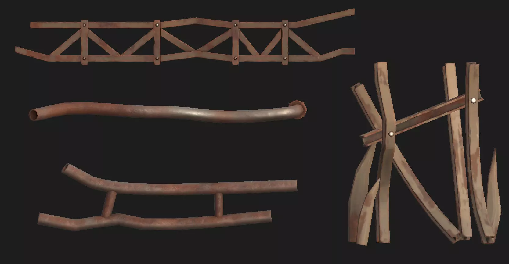 Stylized Metal structures asset pack 01 Low-poly 3D model_0