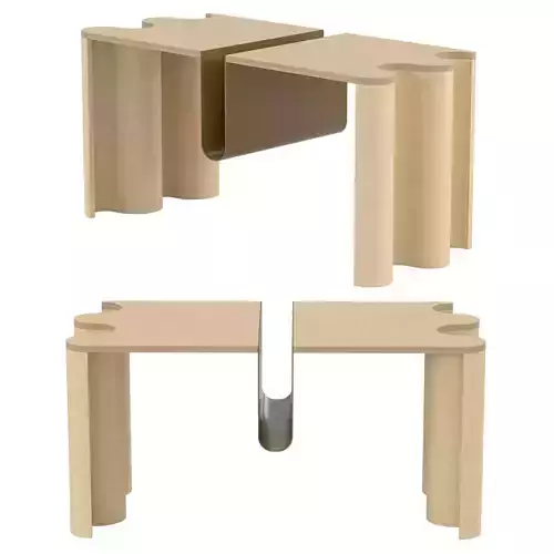 Modern Wiggle Design Coffee Table  Low-poly 3D model