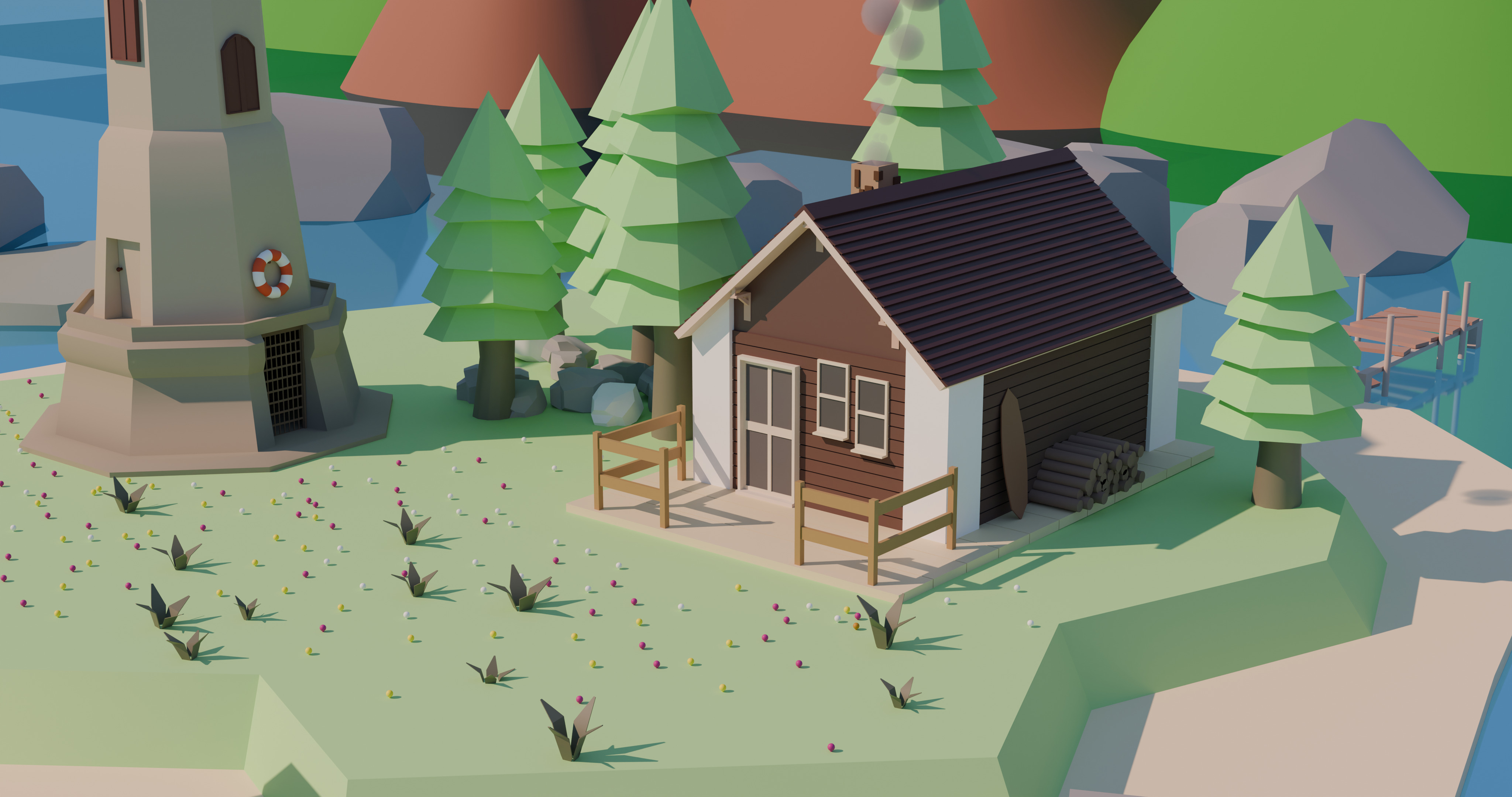 A Island 3D model pack Low-poly 3D model_1