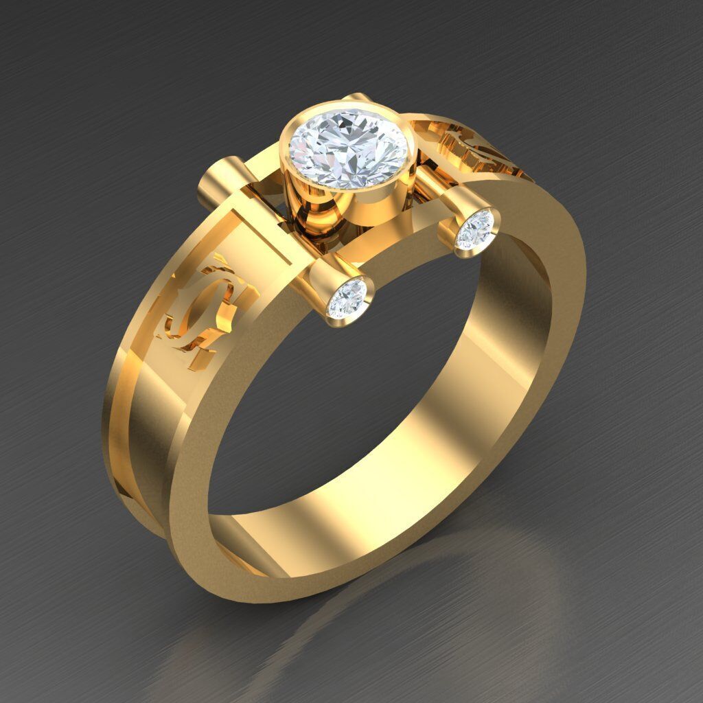 Wedding Men Ring 2MR010 3D model_1