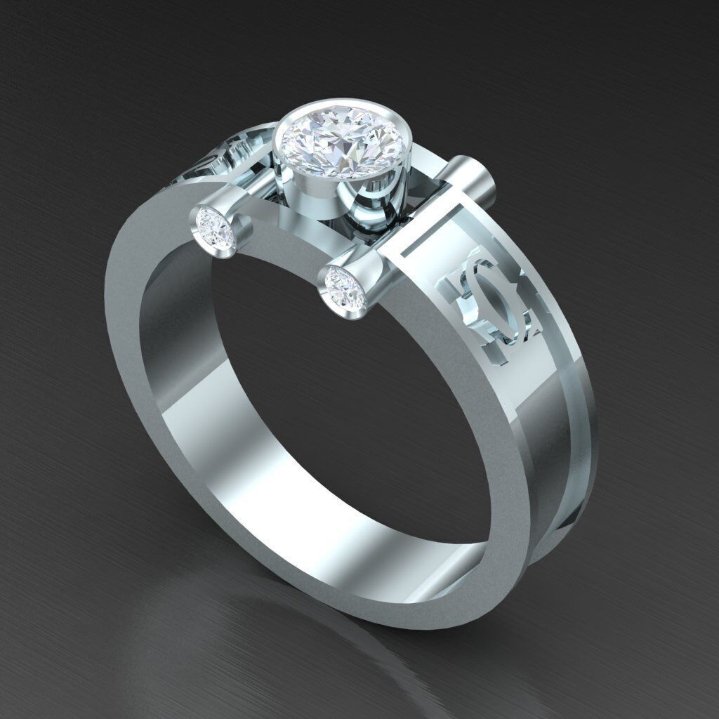 Wedding Men Ring 2MR010 3D model_8