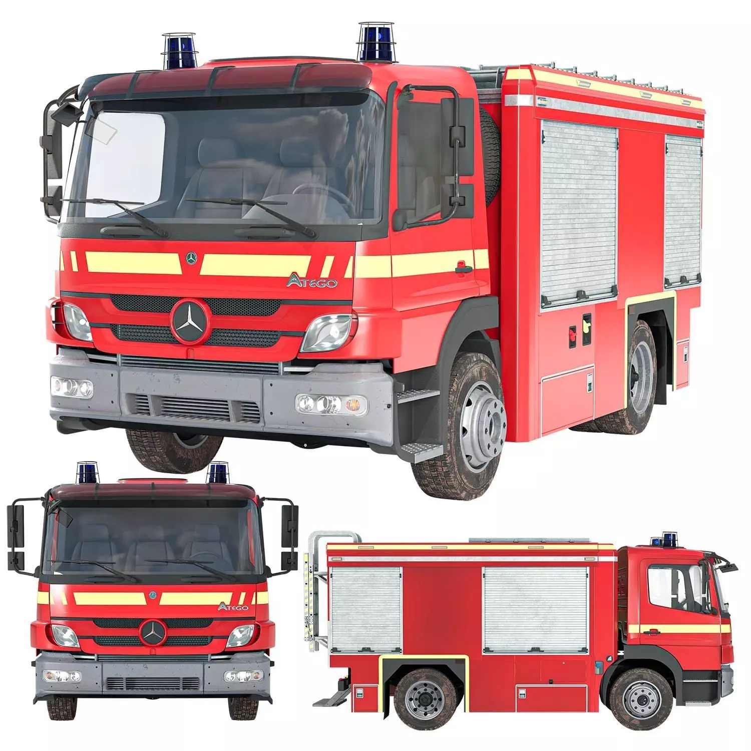 Mercedes-Benz Atego Firetruck Low-poly 3D model_1