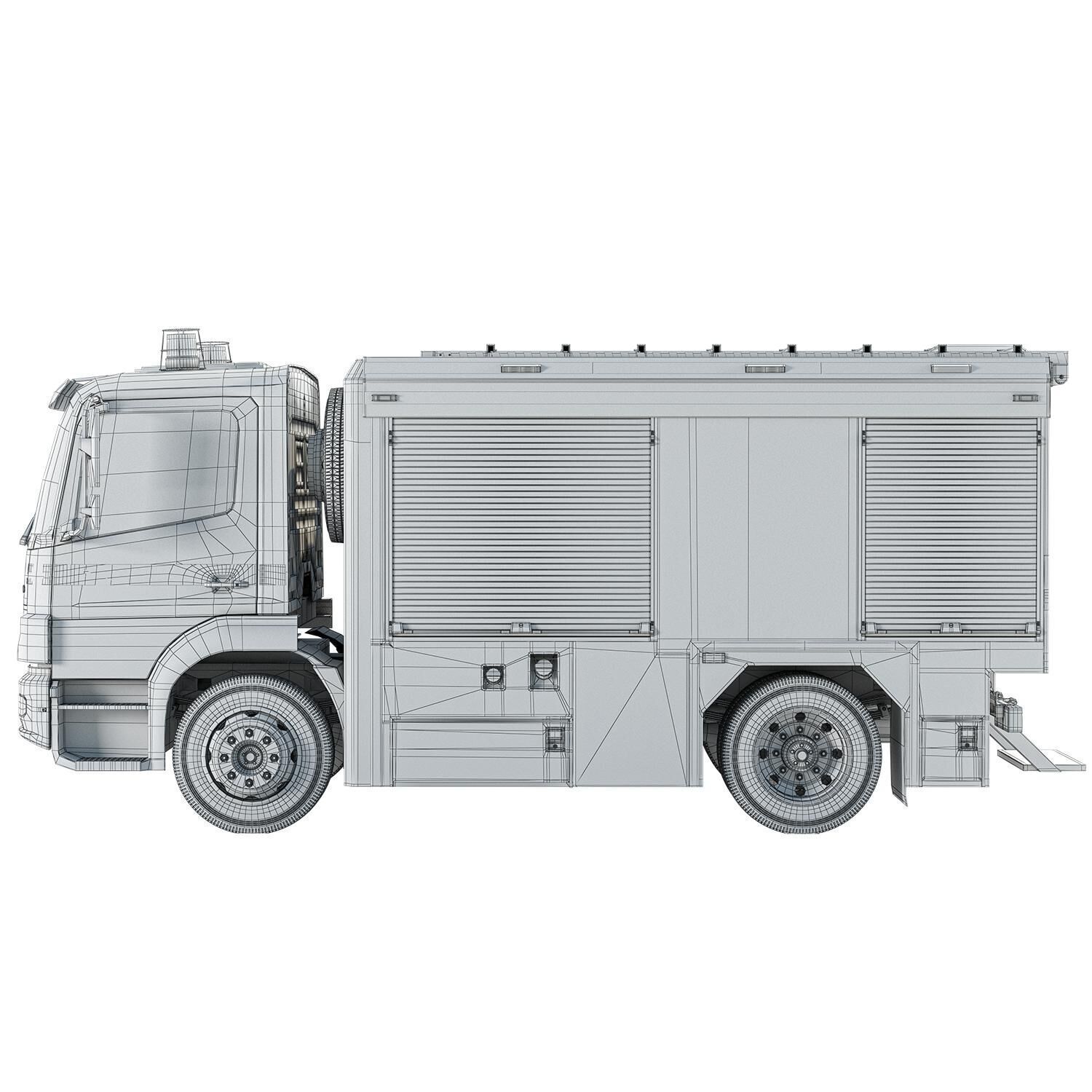 Mercedes-Benz Atego Firetruck Low-poly 3D model_7