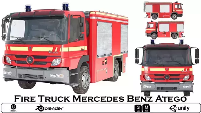 Mercedes-Benz Atego Firetruck Low-poly 3D model