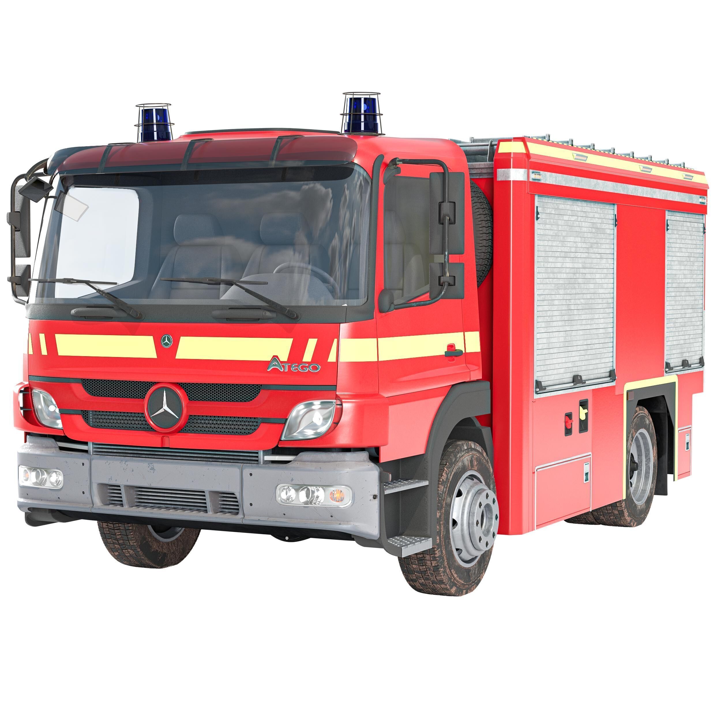 Mercedes-Benz Atego Firetruck Low-poly 3D model_2