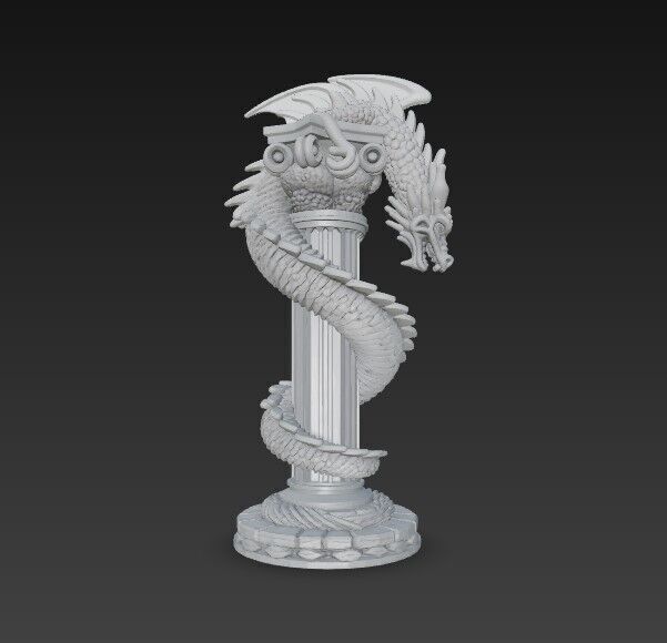 3D Printable Ancient Chinese Dragon Column 3D model_1