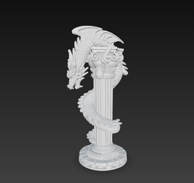 3D Printable Ancient Chinese Dragon Column 3D model_5