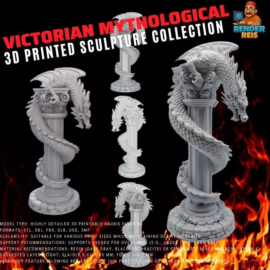 3D Printable Ancient Chinese Dragon Column 3D model_0