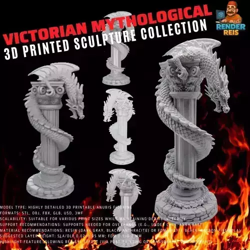 3D Printable Ancient Chinese Dragon Column 3D model