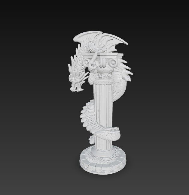 3D Printable Ancient Chinese Dragon Column 3D model_4