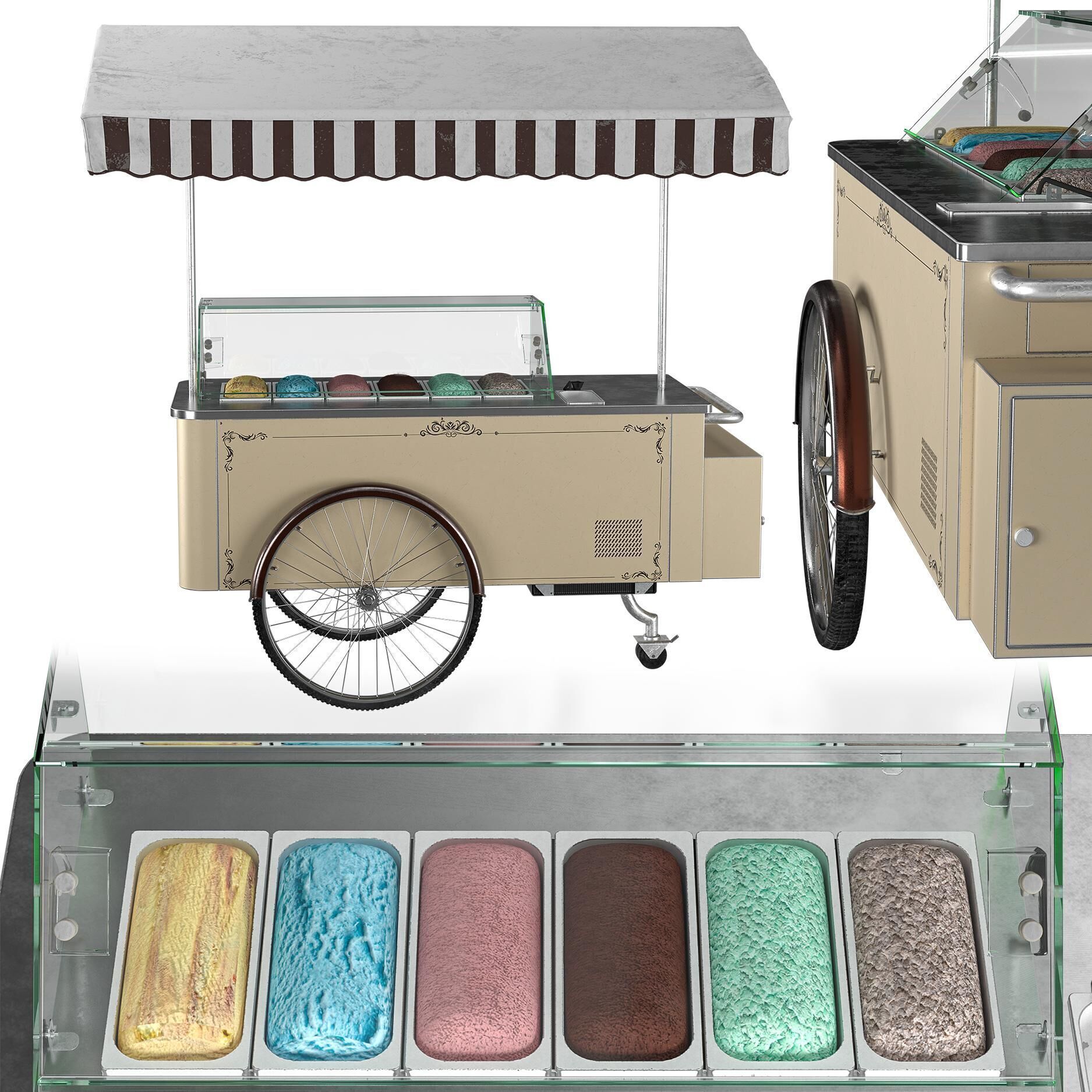 ISA Classic Ice Cream - Gelato Cart - Detailed 3D Model Low-poly 3D model_5