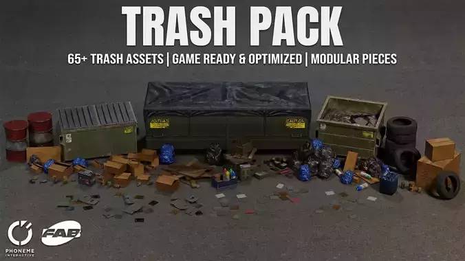 Trash Pack - 62 Game Ready Debris and Urban Props with 4K PBR