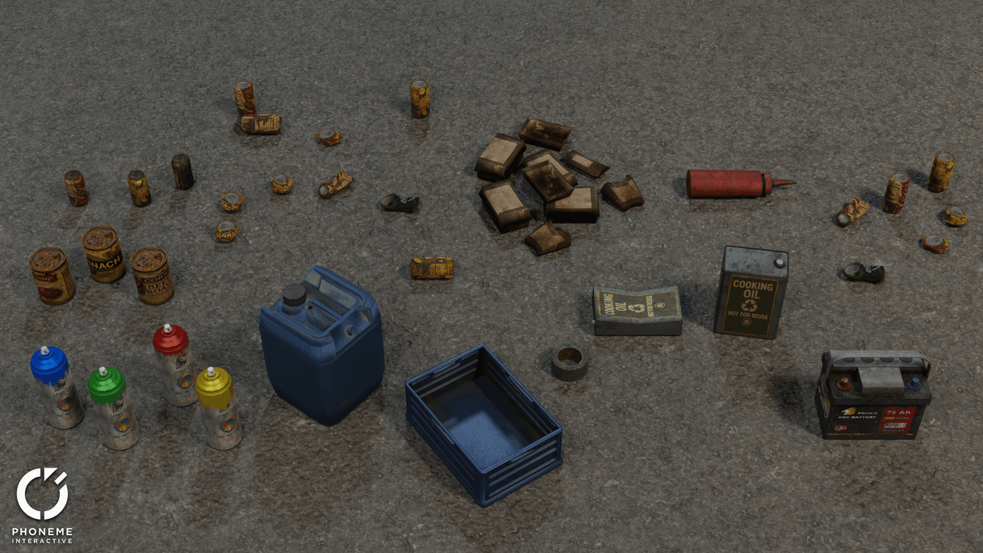 Trash Pack - 62 Game Ready Debris and Urban Props with 4K PBR Low-poly 3D model_6