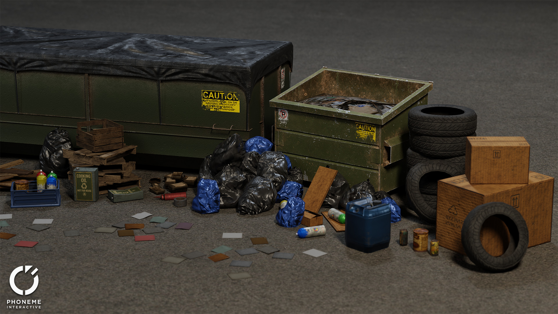 Trash Pack - 62 Game Ready Debris and Urban Props with 4K PBR Low-poly 3D model_1