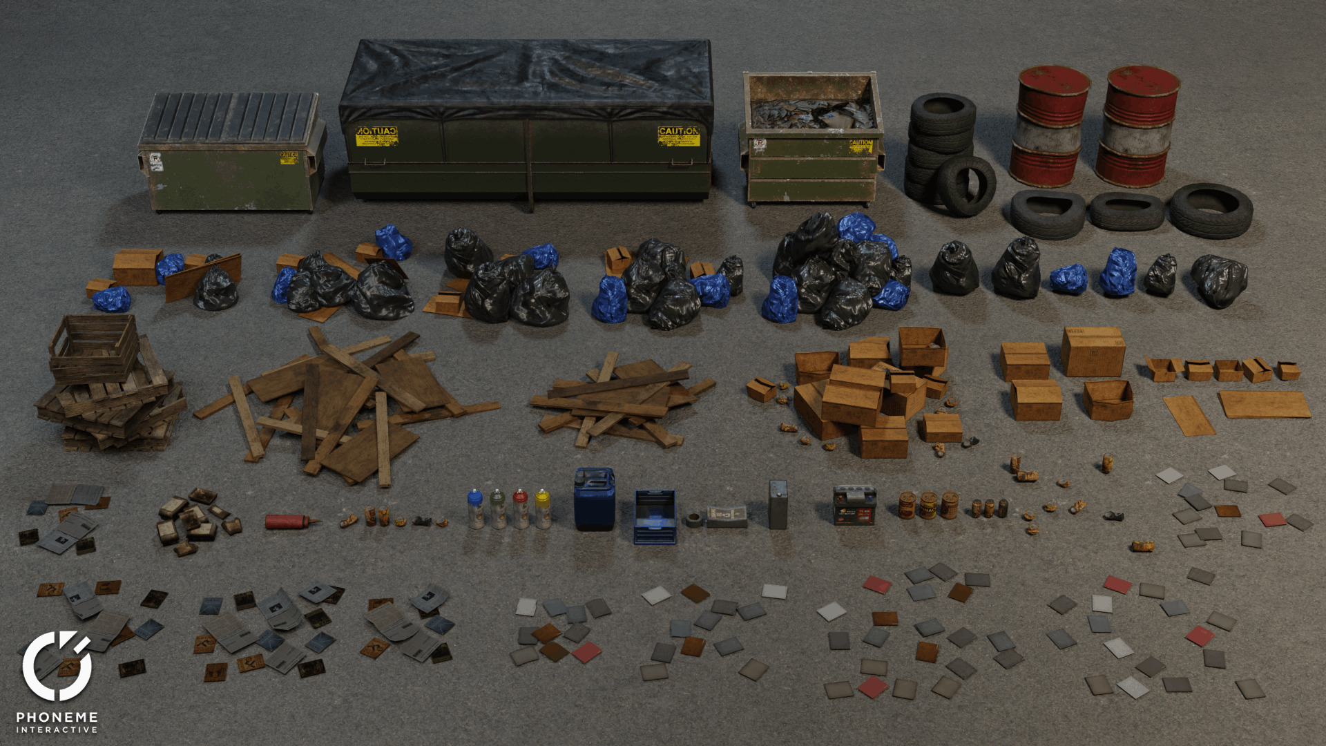 Trash Pack - 62 Game Ready Debris and Urban Props with 4K PBR Low-poly 3D model_5