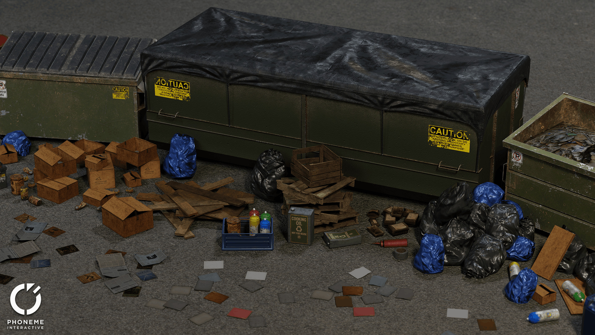 Trash Pack - 62 Game Ready Debris and Urban Props with 4K PBR Low-poly 3D model_4
