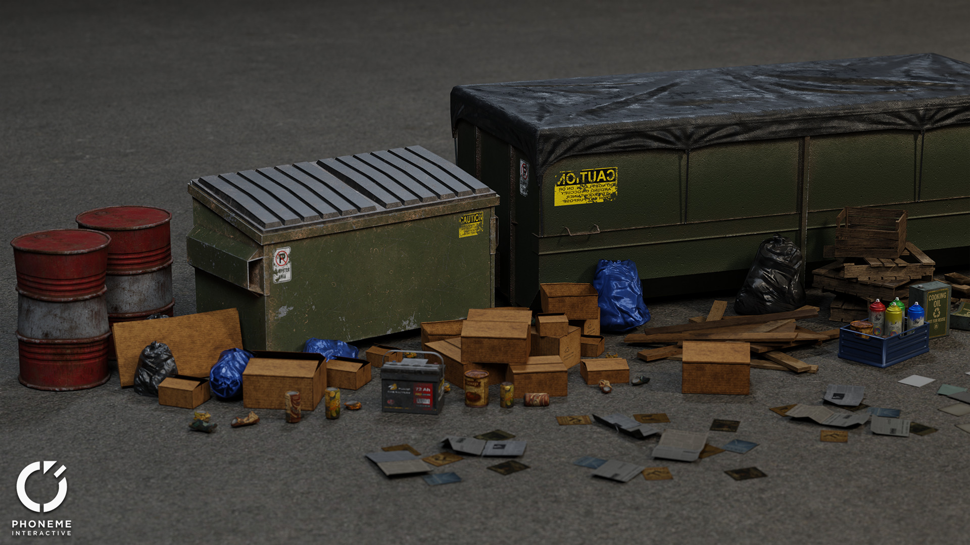 Trash Pack - 62 Game Ready Debris and Urban Props with 4K PBR Low-poly 3D model_2