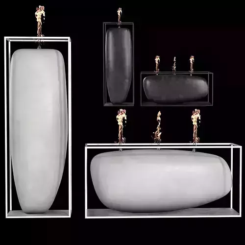 Dramatic Overscale Flames - Sculptural Candle Set Low-poly 3D model