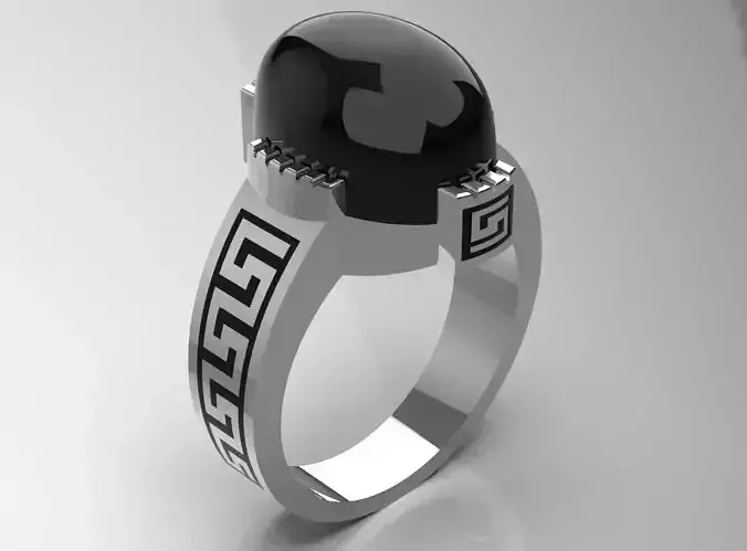 Man gold ring with onyx stone model mr0185 3D print model